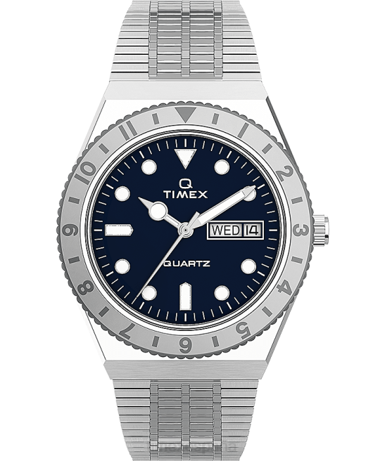 relojes | Q Timex Reloj con pulsera de acero inoxidable de 36 mm. acero inoxidable/azul mujer Z8X2343