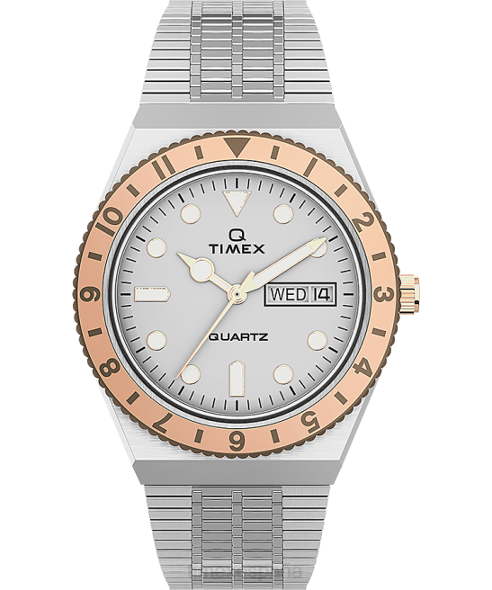 relojes | Q Timex Reloj con pulsera de acero inoxidable de 36 mm. acero inoxidable/tono plateado mujer Z8X2348