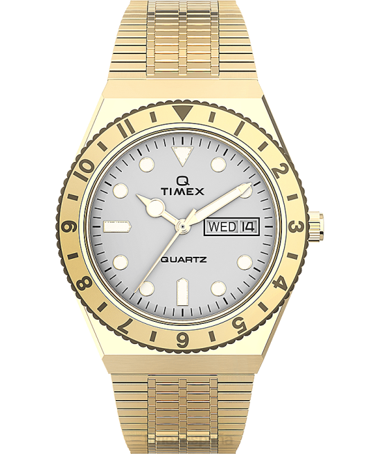 relojes | Q Timex Reloj con pulsera de acero inoxidable de 36 mm. tono dorado/crema mujer Z8X2349
