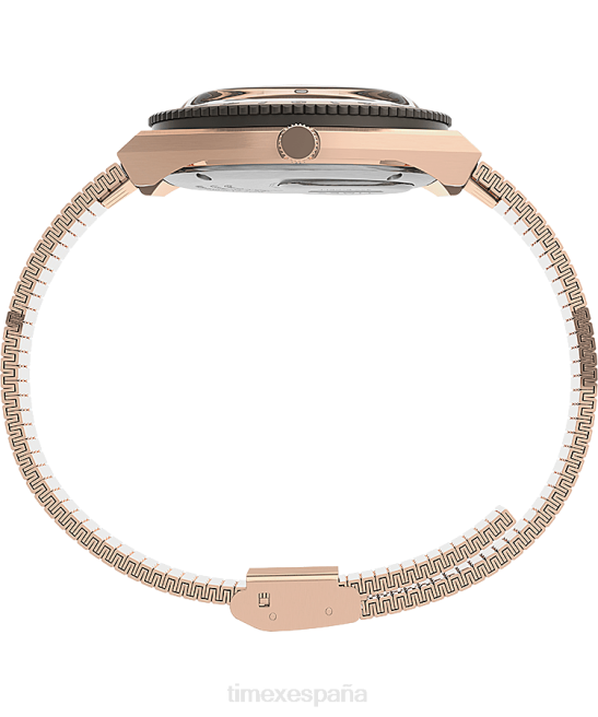 relojes | Q Timex Reloj con pulsera de acero inoxidable de 36 mm. tono oro rosa/crema mujer Z8X2368