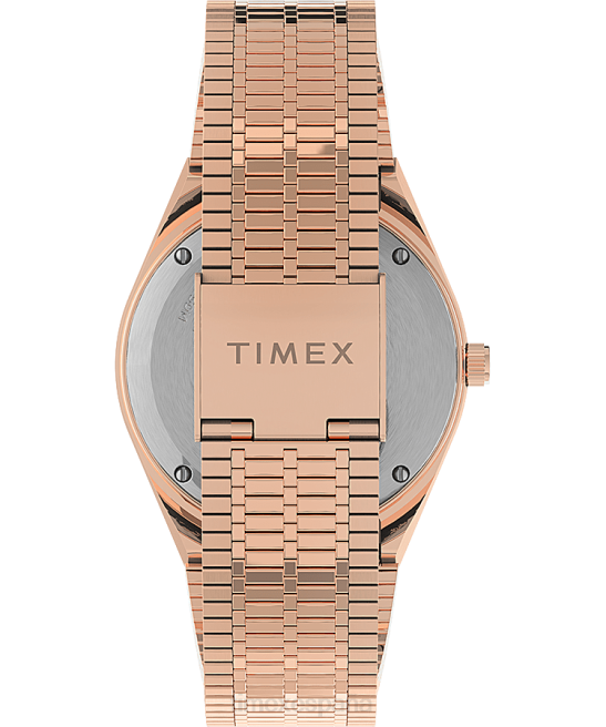 relojes | Q Timex Reloj con pulsera de acero inoxidable de 36 mm. tono oro rosa/crema mujer Z8X2368