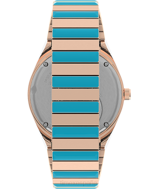 relojes | Q Timex reloj malibu de 36 mm con correa de expansión de acero inoxidable tono oro rosa/bicolor/rosa mujer Z8X2367