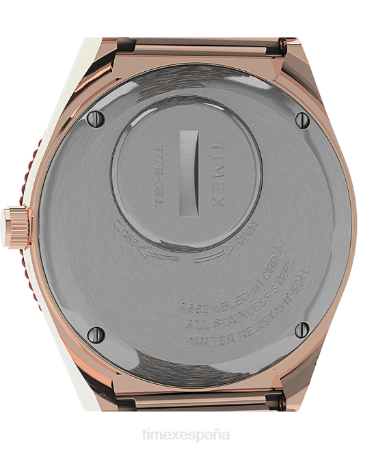 relojes | Q Timex reloj malibu de 36 mm con correa de expansión de acero inoxidable tono oro rosa/bicolor/rosa mujer Z8X2367