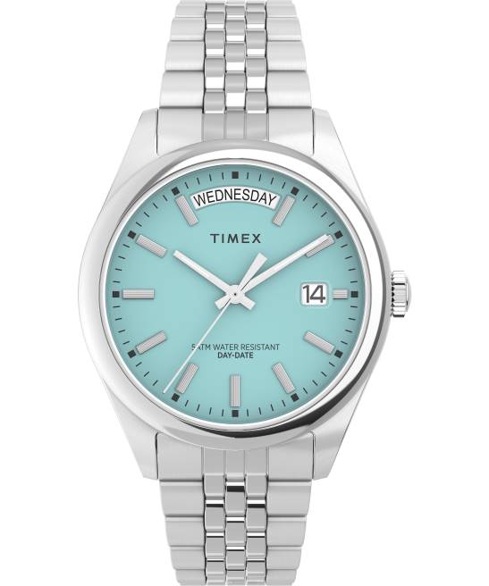 relojes | Timex Reloj Legacy con fecha y día de 36 mm con pulsera de acero inoxidable. tono plateado/azul mujer Z8X2375
