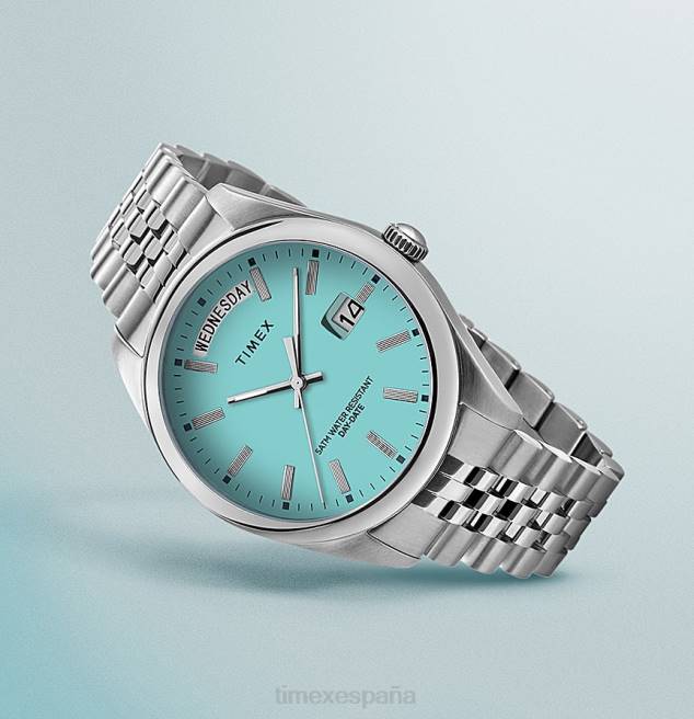 relojes | Timex Reloj Legacy con fecha y día de 36 mm con pulsera de acero inoxidable. tono plateado/azul mujer Z8X2375