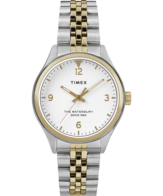 relojes | Timex Reloj Waterbury tradicional de 34 mm con pulsera de acero inoxidable. bicolor/blanco mujer Z8X2373