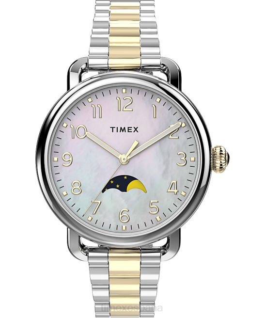 relojes | Timex Reloj estándar con pulsera de acero inoxidable de 34 mm. plateado/bicolor/nácar mujer Z8X2374