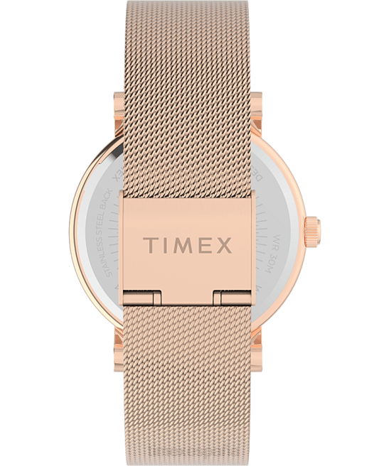 relojes | Timex Reloj original con correa de malla de acero inoxidable de 38 mm. tono oro rosa mujer Z8X2345