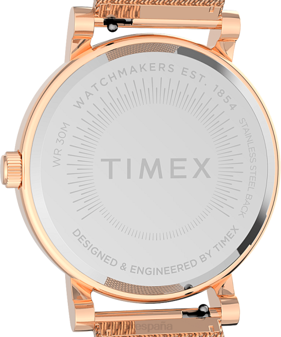 relojes | Timex Reloj original con correa de malla de acero inoxidable de 38 mm. tono oro rosa mujer Z8X2345