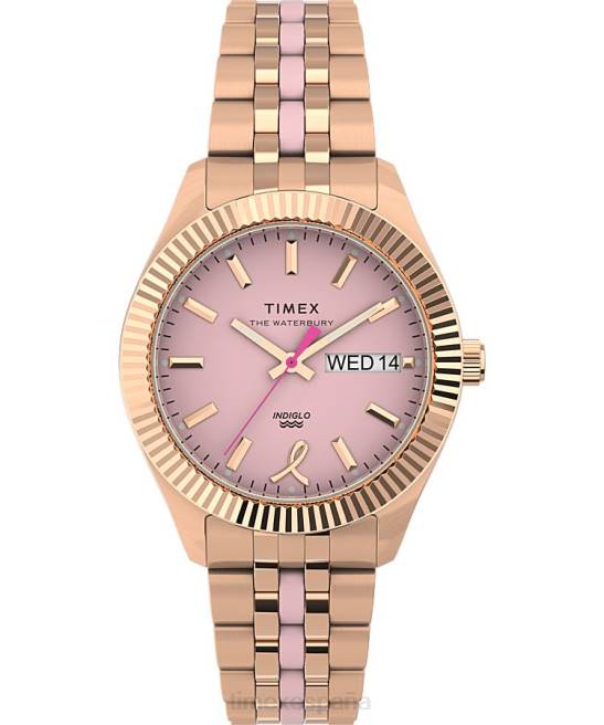 relojes | Timex reloj Legacy Boyfriend x BCRF de 36 mm con pulsera de acero inoxidable tono oro rosa/rosa mujer Z8X2331