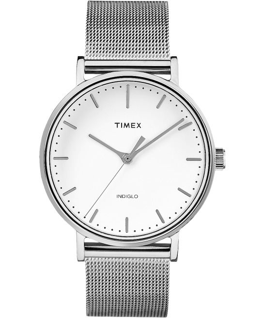 relojes | Timex reloj fairfield de 37 mm con correa de malla tono plateado/blanco mujer Z8X2344
