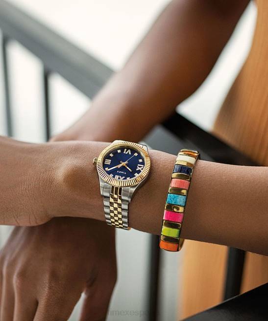 relojes | Timex reloj heredado de 34 mm con pulsera de acero inoxidable bicolor/azul mujer Z8X2326