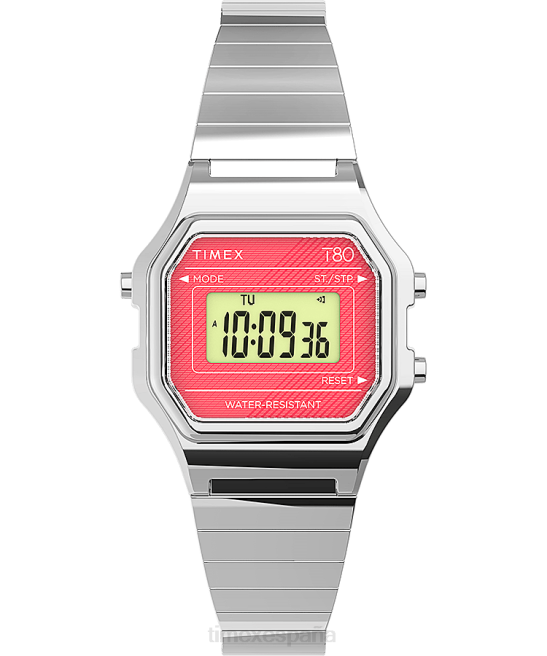 relojes | Timex reloj t80 mini de 27 mm con correa de expansión de acero inoxidable tono plateado/acero inoxidable mujer Z8X2346