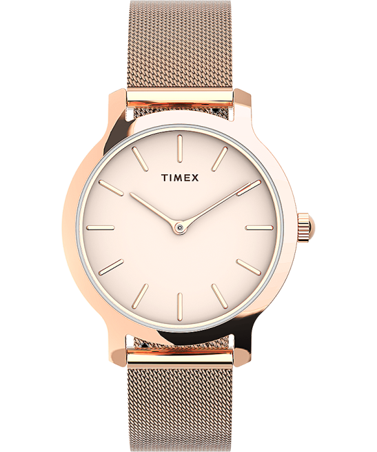 relojes | Timex trascender reloj de 31 mm con correa de malla de acero inoxidable tono oro rosa/rosa mujer Z8X2362