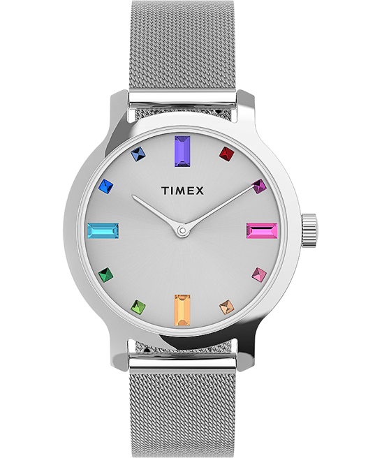 relojes | Timex trascender reloj de 31 mm con correa de malla de acero inoxidable tono plateado mujer Z8X2380