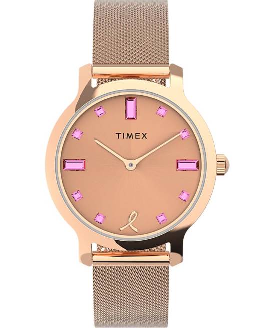 relojes | Timex trascender x bcrf reloj con pulsera de acero inoxidable de 31 mm tono oro rosa/rosa mujer Z8X2332