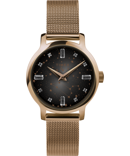 relojes | Timex trasciende celestial reloj con pulsera de acero inoxidable de 31 mm tono oro rosa/negro mujer Z8X2354