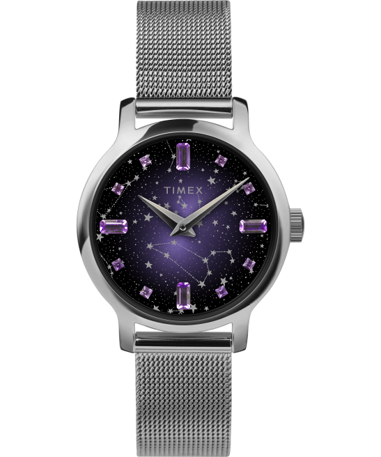 relojes | Timex trasciende celestial reloj con pulsera de acero inoxidable de 31 mm tono plateado/púrpura mujer Z8X2383