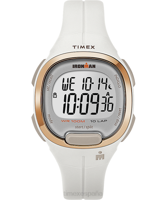 relojes | Timex Reloj Ironman Transit de tamaño mediano con correa de resina de 33 mm. blanco/tono oro rosa mujer Z8X2407