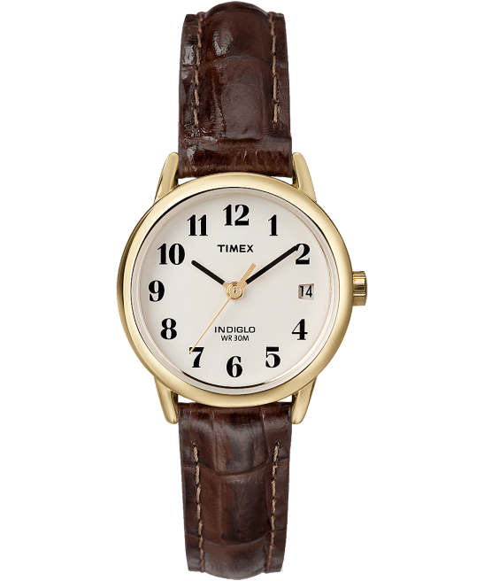 relojes | Timex Reloj Easy Reader de 25 mm con correa de cuero tono dorado/marrón/natural mujer Z8X2394