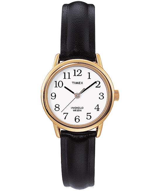 relojes | Timex Reloj Easy Reader de 25 mm con correa de cuero tono dorado/negro/blanco mujer Z8X2401