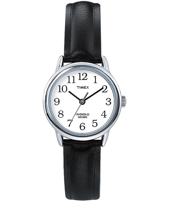 relojes | Timex Reloj Easy Reader de 25 mm con correa de cuero tono plateado/negro/blanco mujer Z8X2400