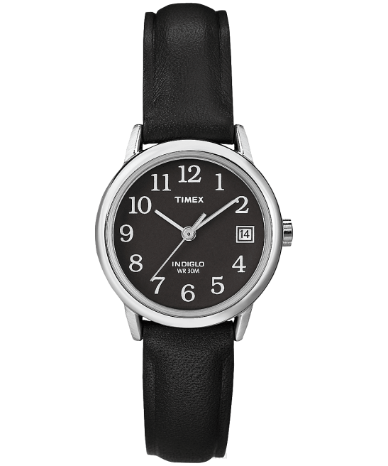 relojes | Timex Reloj Easy Reader de 25 mm con correa de cuero tono plateado/negro mujer Z8X2387