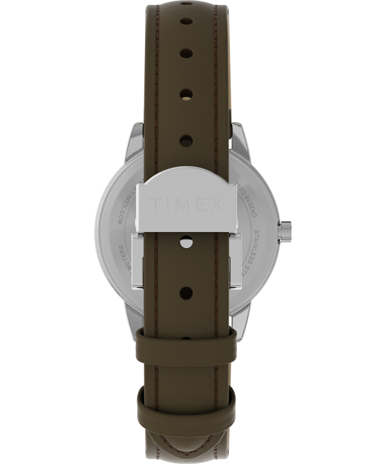 relojes | Timex Reloj Easy Reader de 30 mm con correa de cuero ajustable de una sola vez tono plateado/marrón/crema mujer Z8X2396