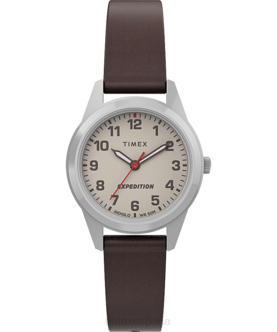relojes | Timex Reloj Expedition Field Mini de 26 mm con correa de cuero. acero inoxidable/marrón/crema mujer Z8X2393