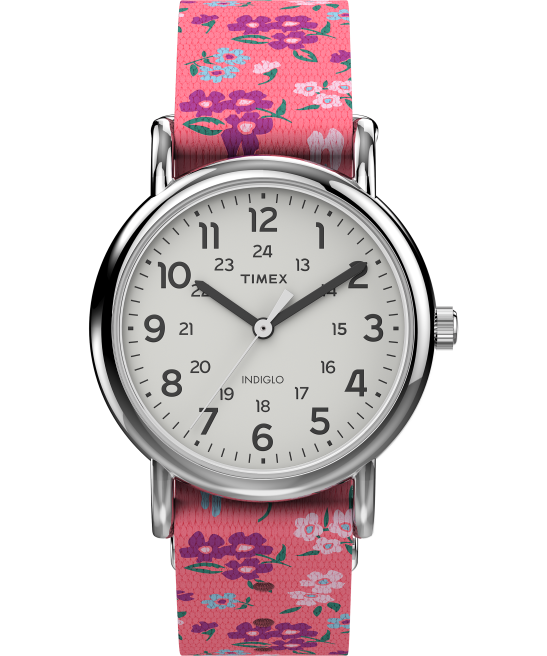 relojes | Timex reloj Weekender de 31 mm con correa de tela tono plateado/rosa/blanco mujer Z8X2392